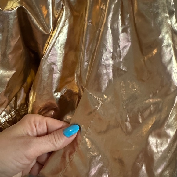 Forever 21 Disco  Metallic Gold Cropped Bomber Jacket Medium - Picture 4 of 7